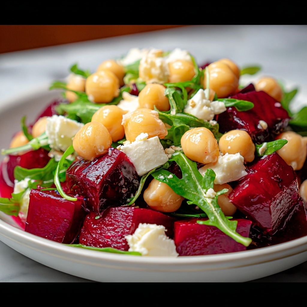 Chickpea, Beet & Feta Salad with Lemon-Garlic Vinaigrette Recipe - Recipe Image