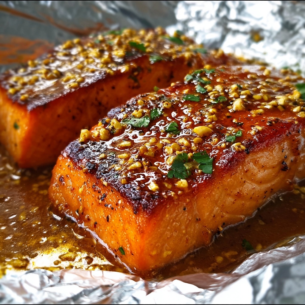Honey Mustard Salmon In Foil Recipe - Recipe Image