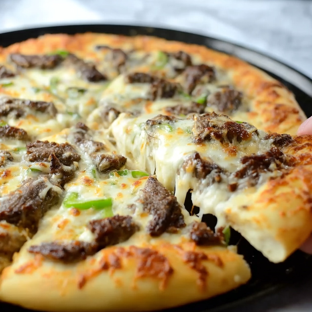 Philly Cheesesteak Pizza Recipe - Recipe Image