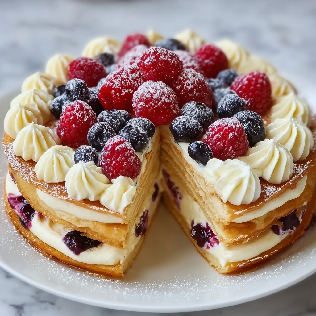Puff Pastry Cream and Berry Cake Recipe - Recipe Image