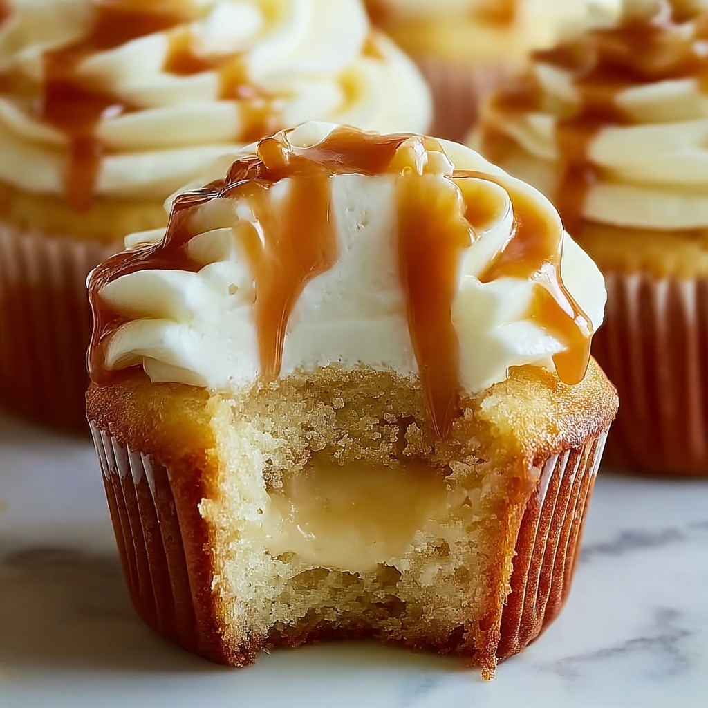 Caramel Cream-Filled Cupcakes Recipe - Recipe Image