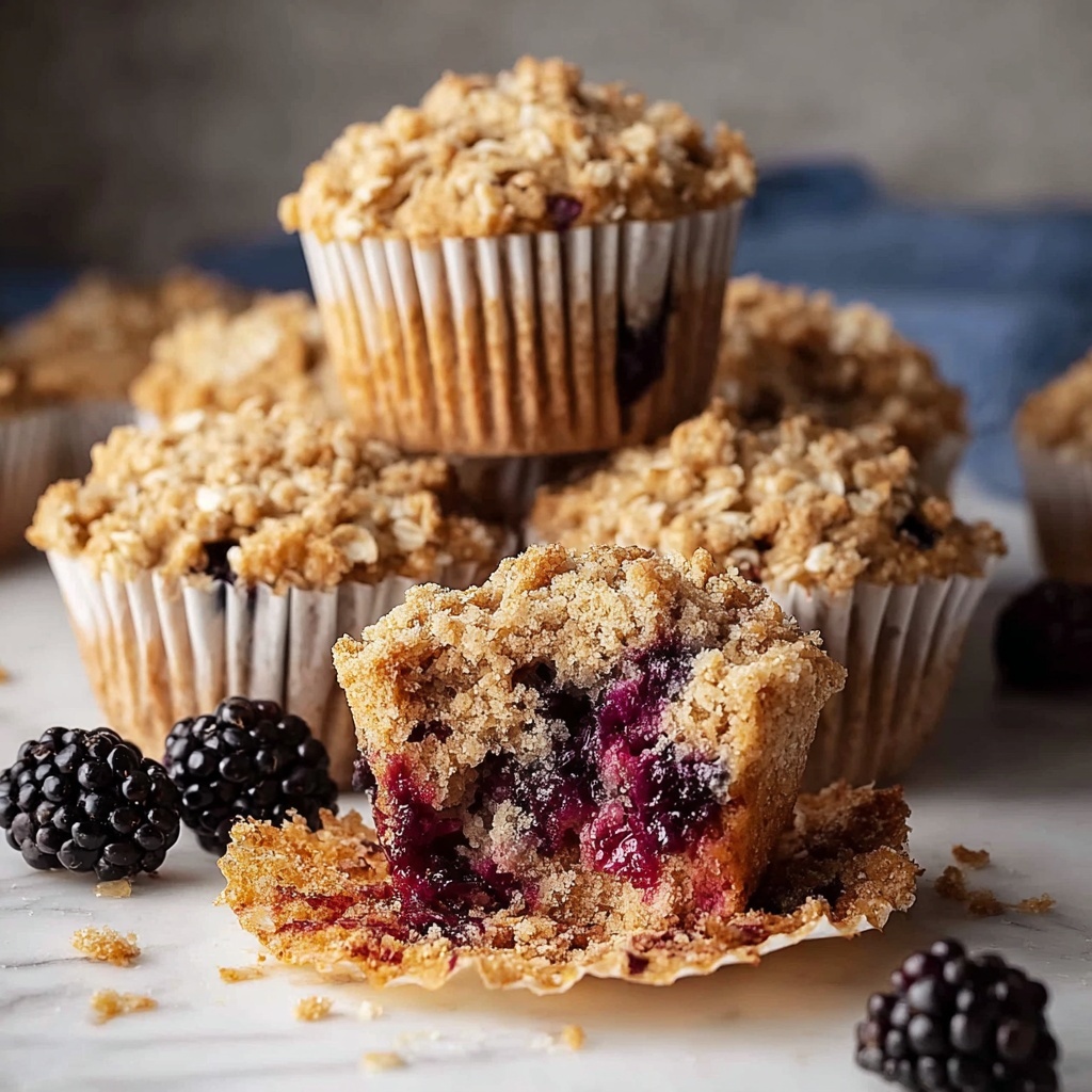 Blackberry Muffins with Oatmeal Streusel Recipe - Recipe Image