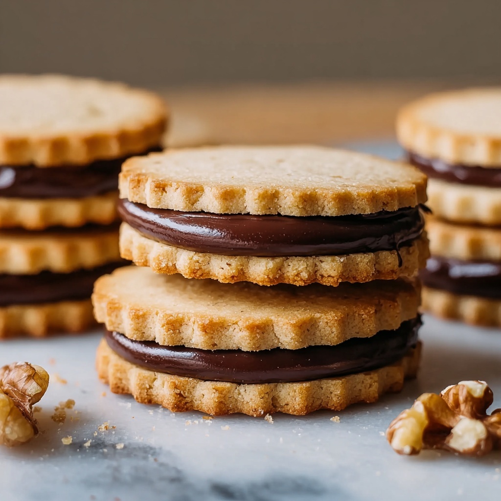 Hazelnut Shortbread Sandwich Cookies with Milk Chocolate Ganache Recipe - Recipe Image