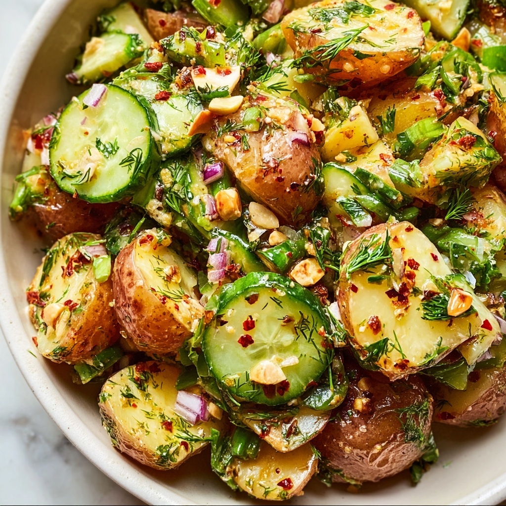 Roasted Potato Salad with Fresh Herbs, Cucumber, and Pistachios Recipe - Recipe Image