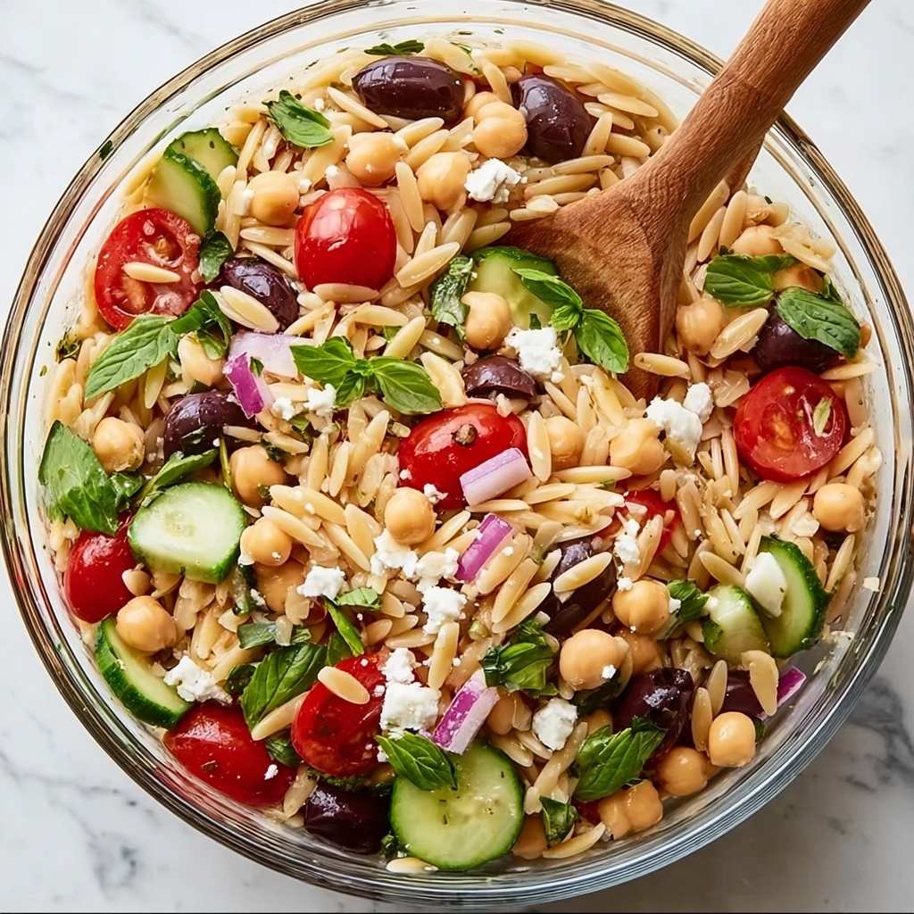 Greek Orzo Salad with Fresh Vegetables, Feta, and Herbs Recipe - Recipe Image