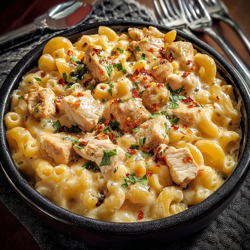 One Pot White Chicken Chili Mac and Cheese Recipe - Recipe Image