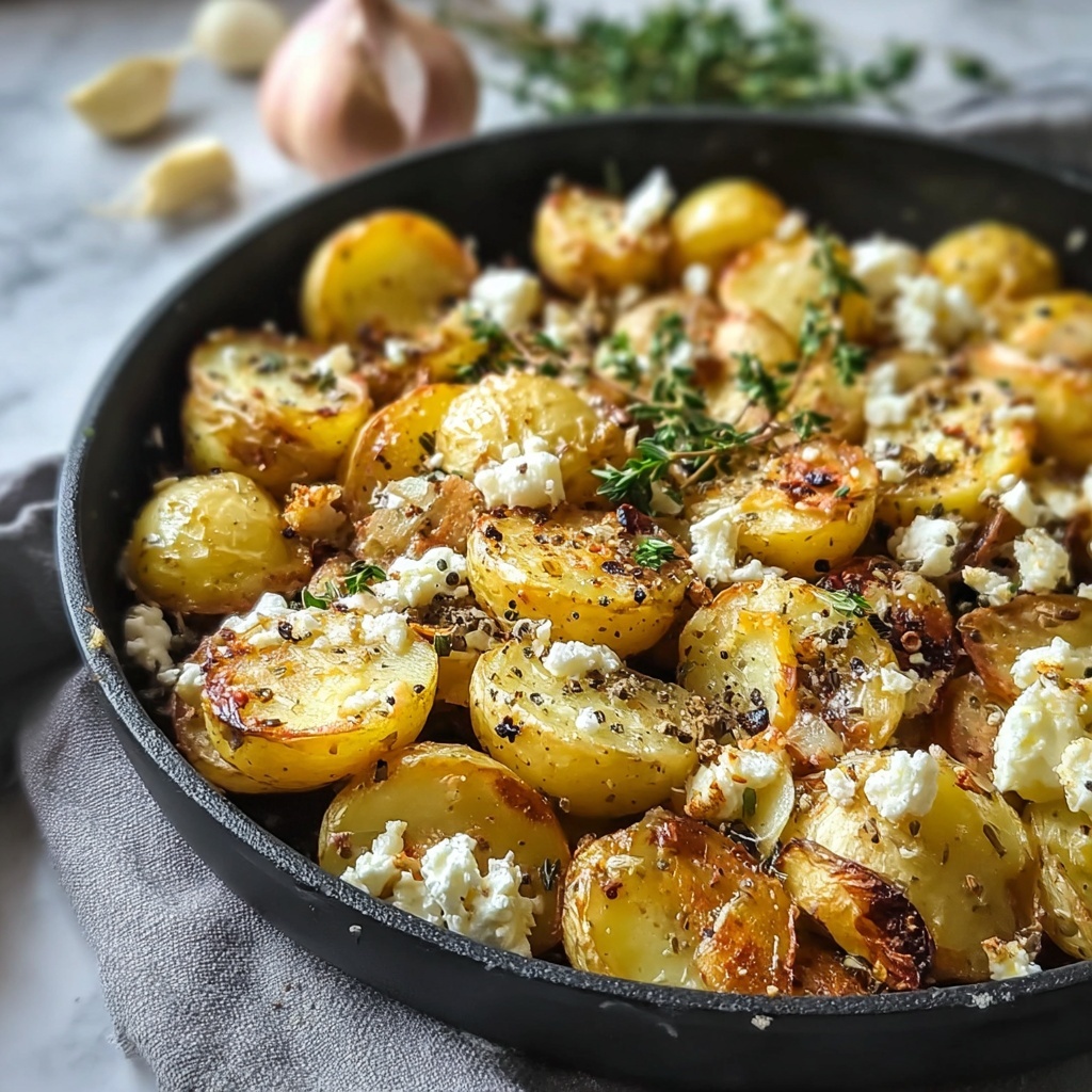 Roasted Potatoes with Baked Feta and Garlic Recipe - Recipe Image