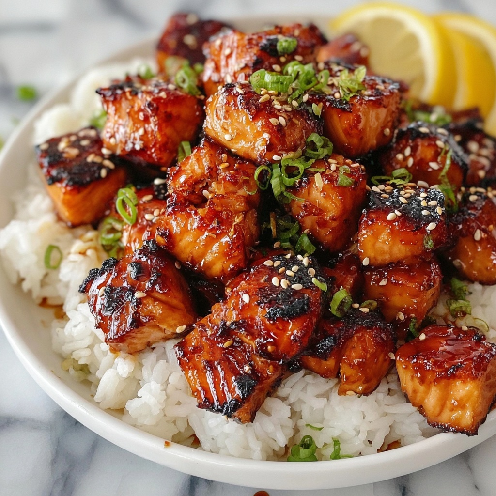 Mouthwatering Honey Garlic Salmon Bites Recipe - Recipe Image