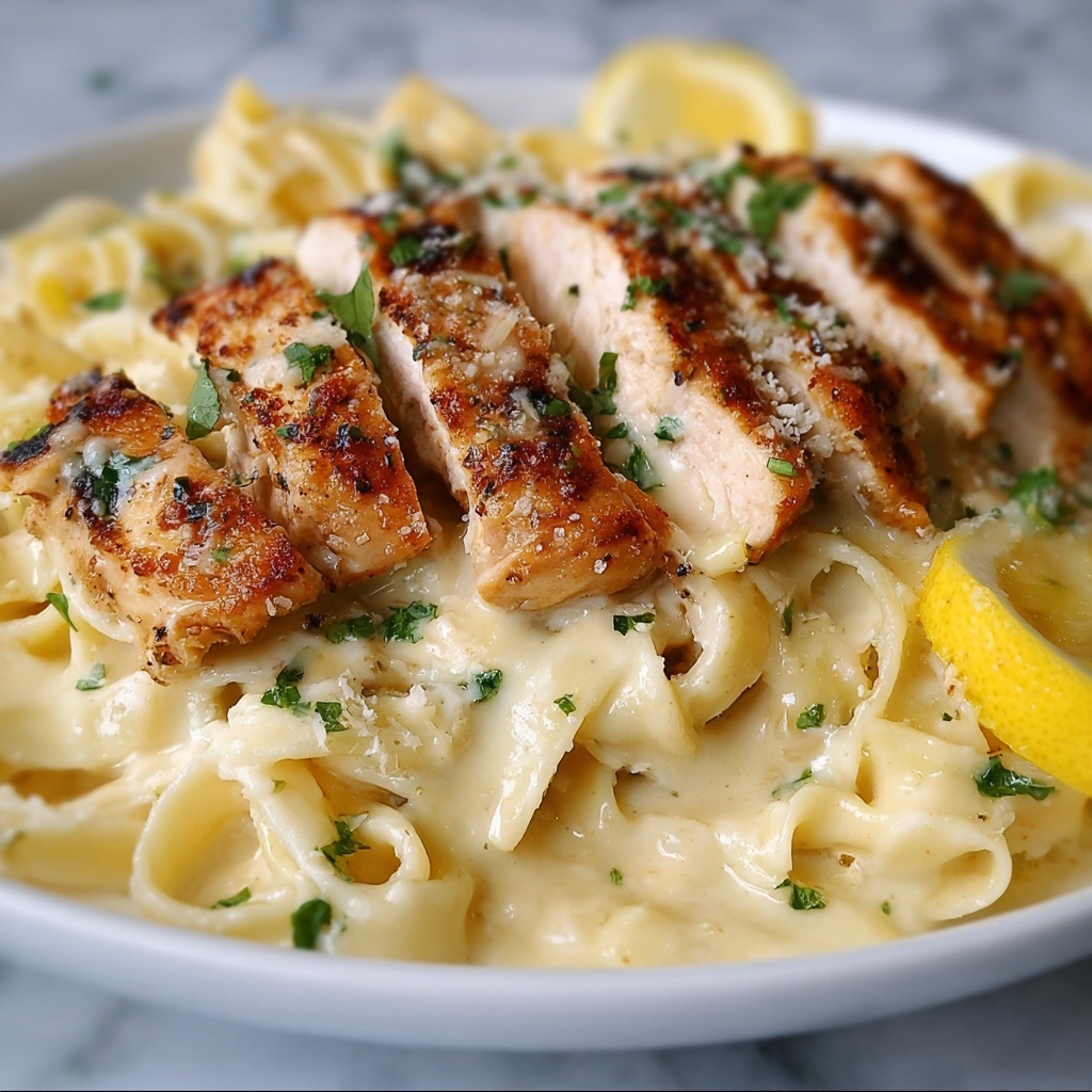 Creamy Lemon Garlic Chicken Pasta Recipe - Recipe Image