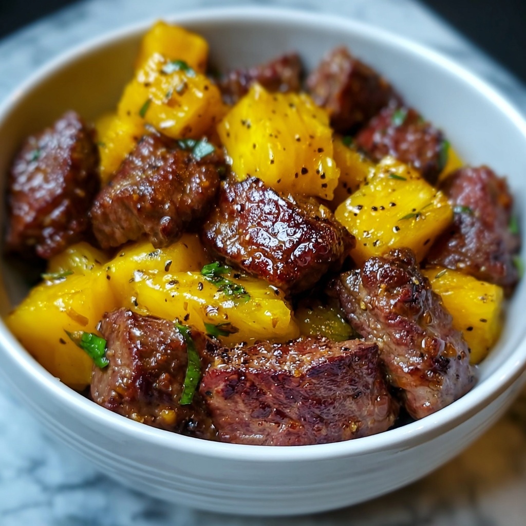 Garlic Butter Steak Bites with Pineapple Recipe - Recipe Image