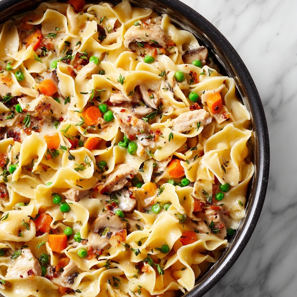 Chicken Pot Pie Noodle Skillet Recipe - Recipe Image