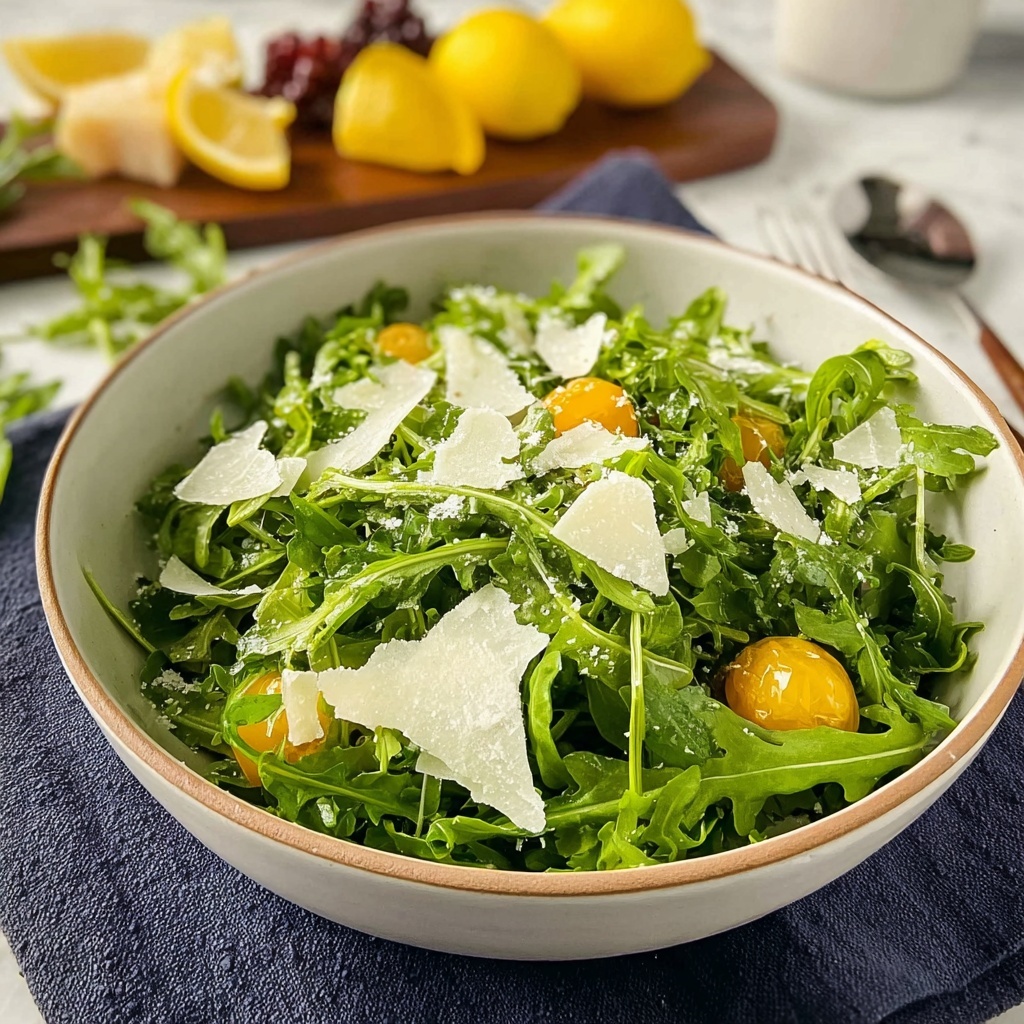 Fresh Arugula Salad with Cherry Tomatoes, Feta, and Balsamic Honey Dressing Recipe - Recipe Image
