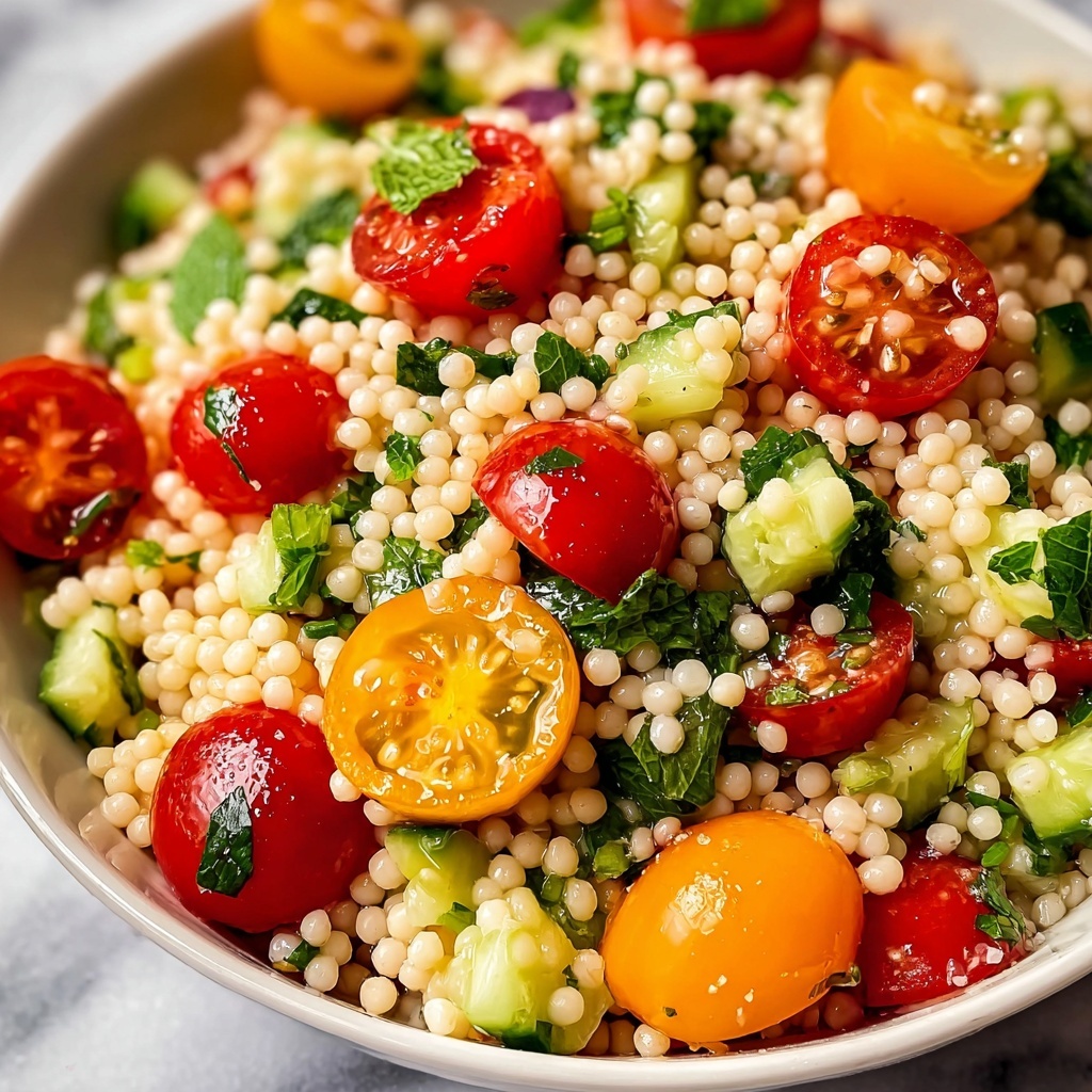 Cherry Tomato Couscous Salad with Roasted Tomatoes, Chickpeas, Feta, and Fresh Herbs Recipe - Recipe Image