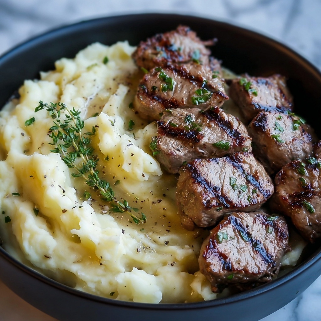 Garlic Butter Steak Bites and Mash Recipe - Recipe Image