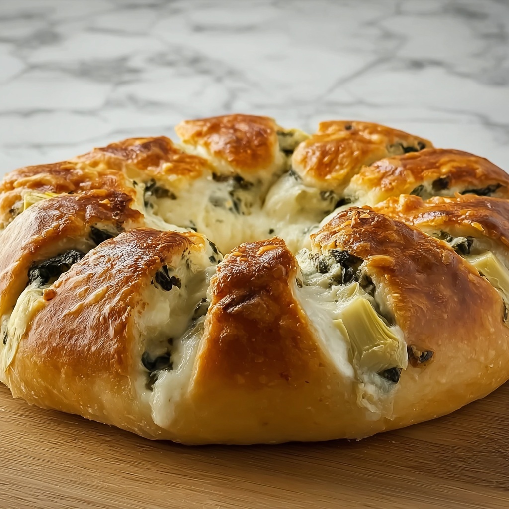 Spinach Artichoke Dip Bread Ring Recipe - Recipe Image