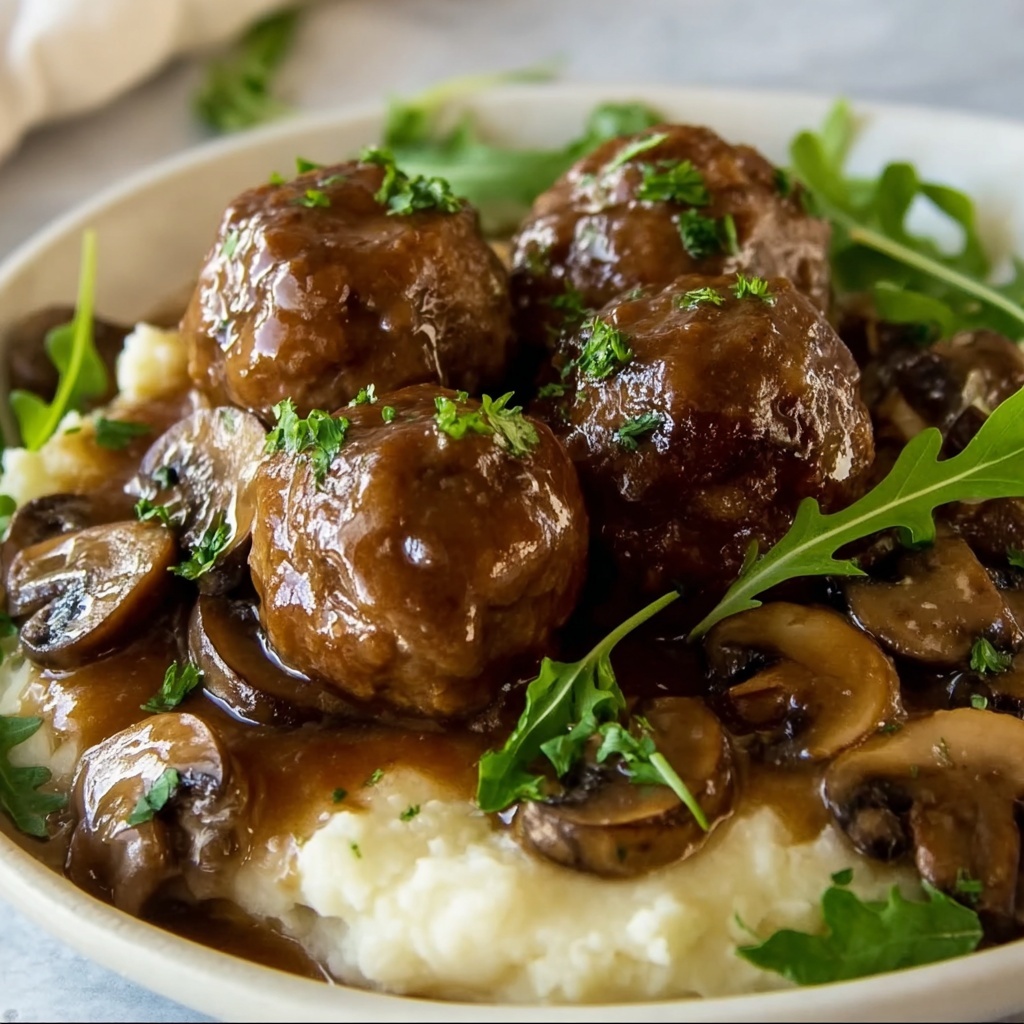 The Ultimate Salisbury Steak Meatballs with Mushroom Gravy Recipe - Recipe Image