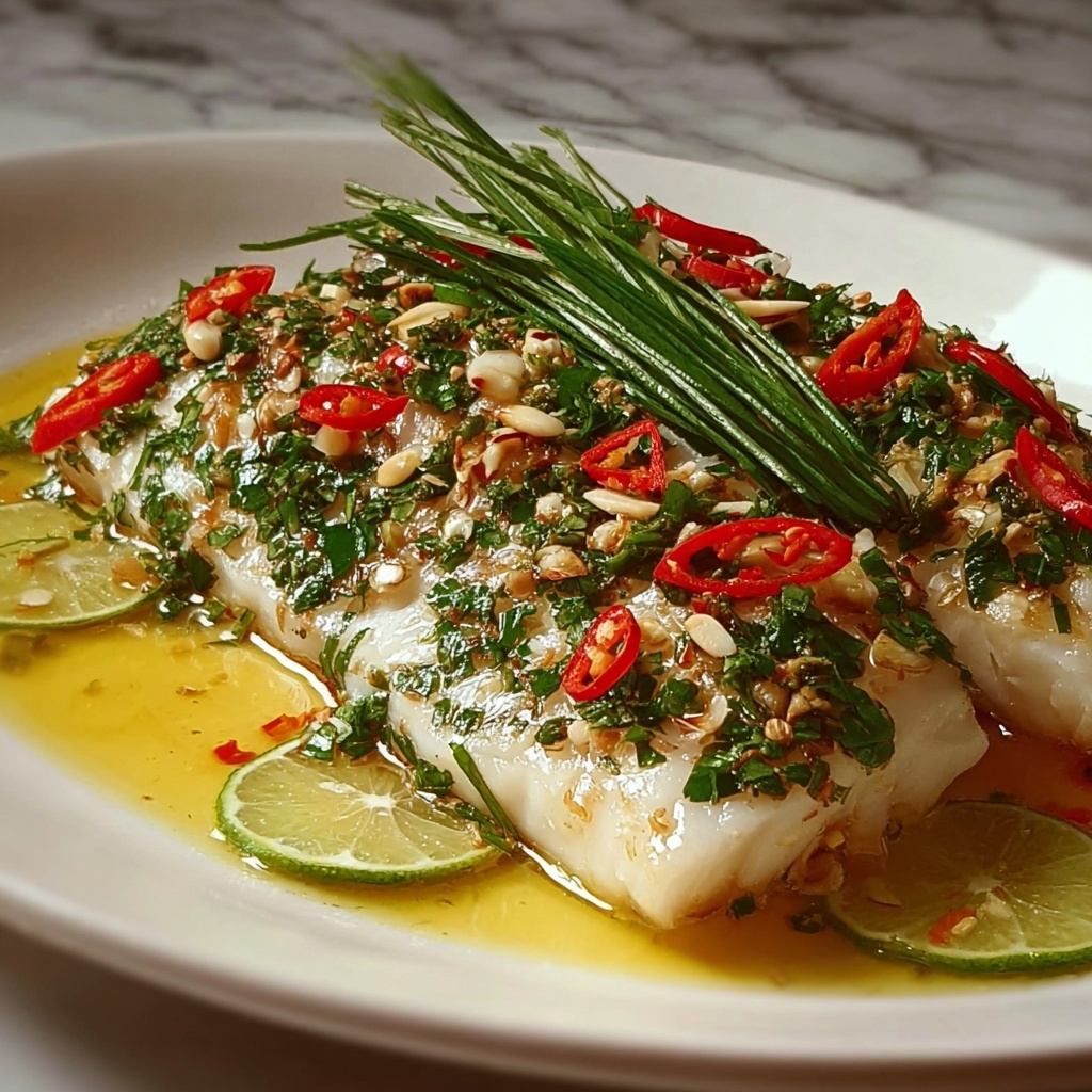 Irresistible Thai Lime-Garlic Steamed Fish Recipe - Recipe Image