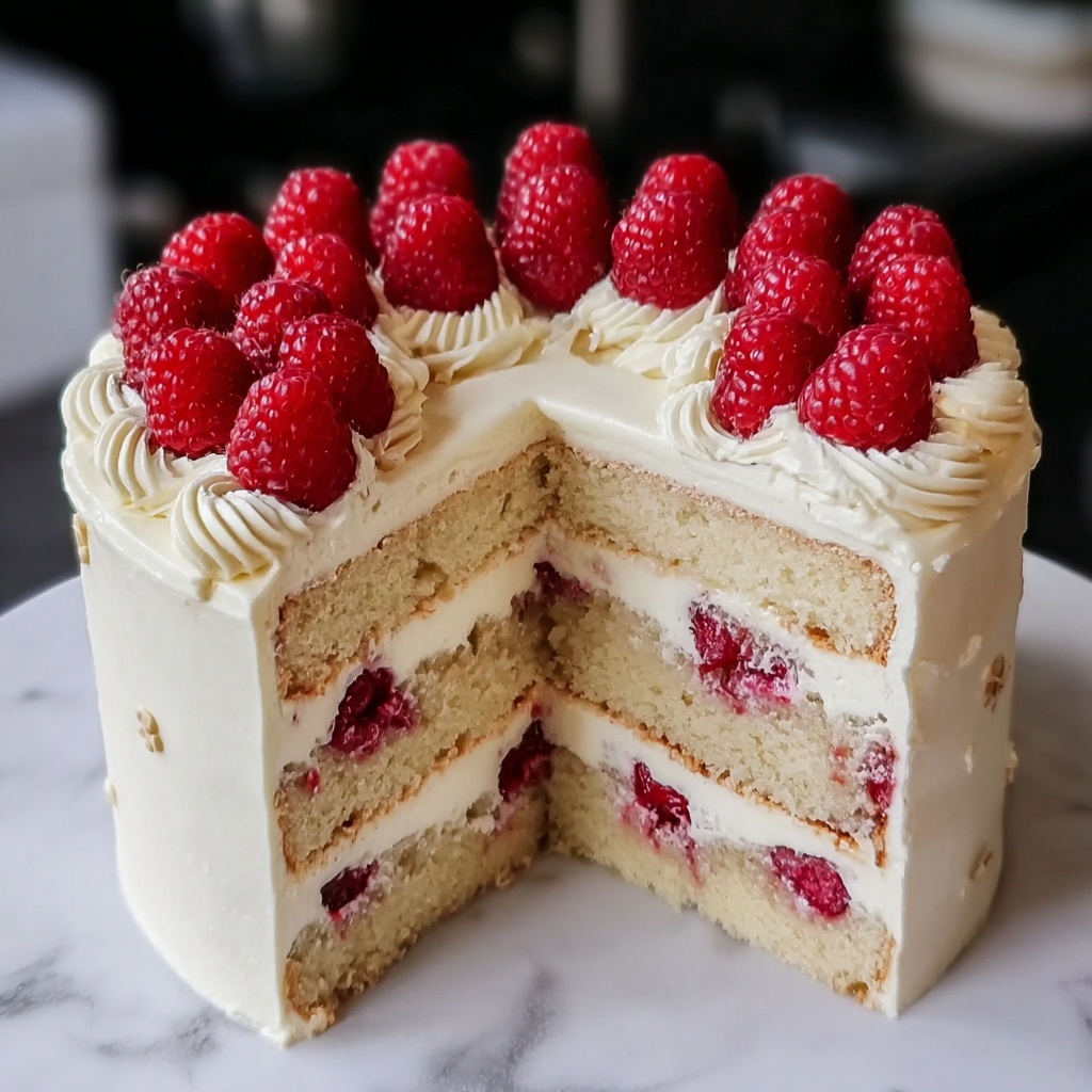White Chocolate Raspberry Cake with White Chocolate Buttercream Recipe - Recipe Image