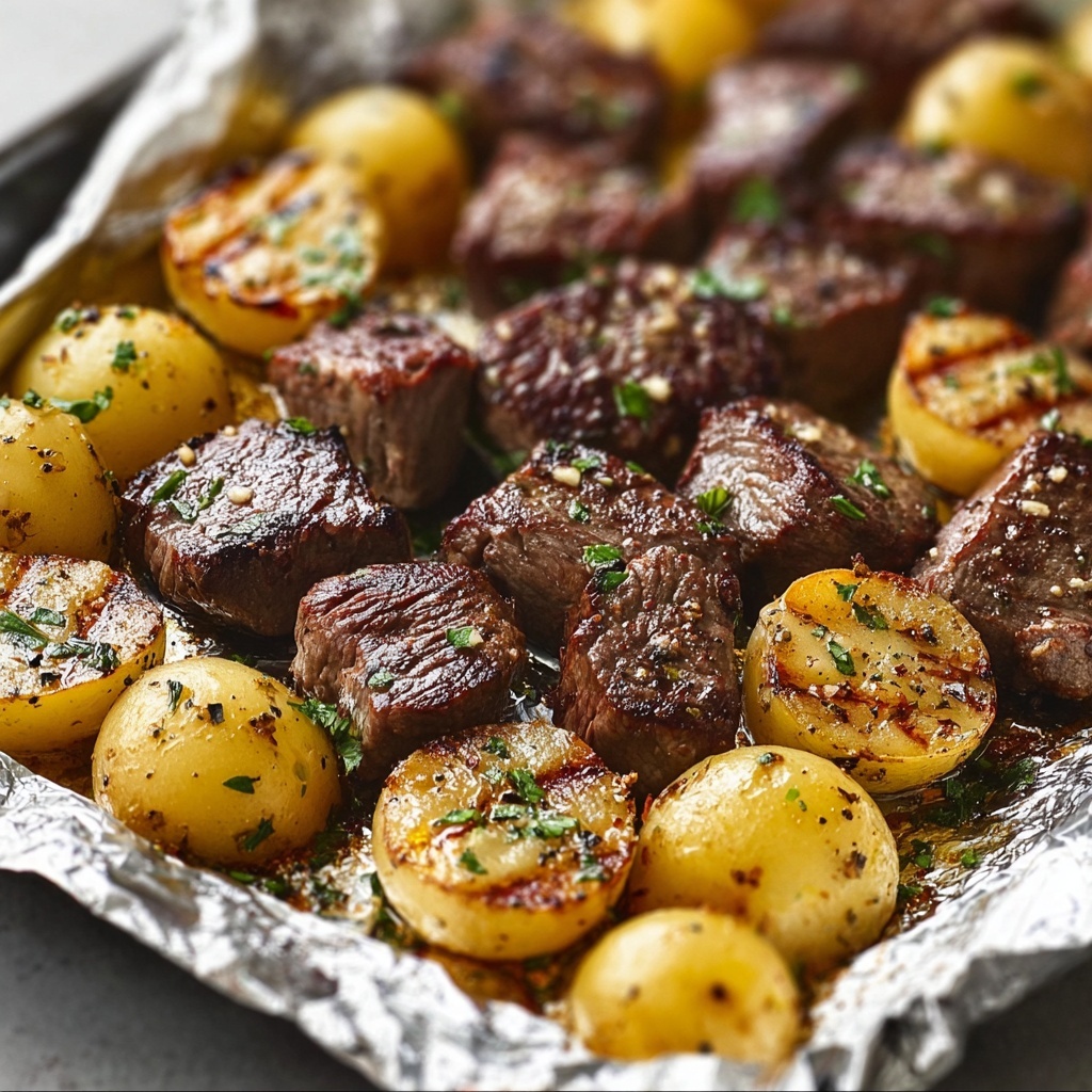 Garlic Steak and Potato Foil Packs Recipe - Recipe Image