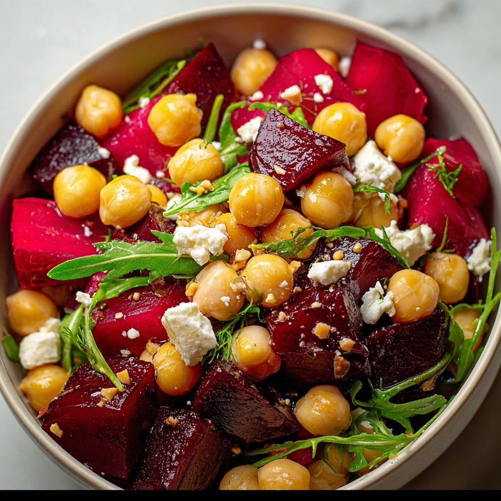 Chickpea, Beet & Feta Salad with Lemon-Garlic Vinaigrette Recipe - Recipe Image