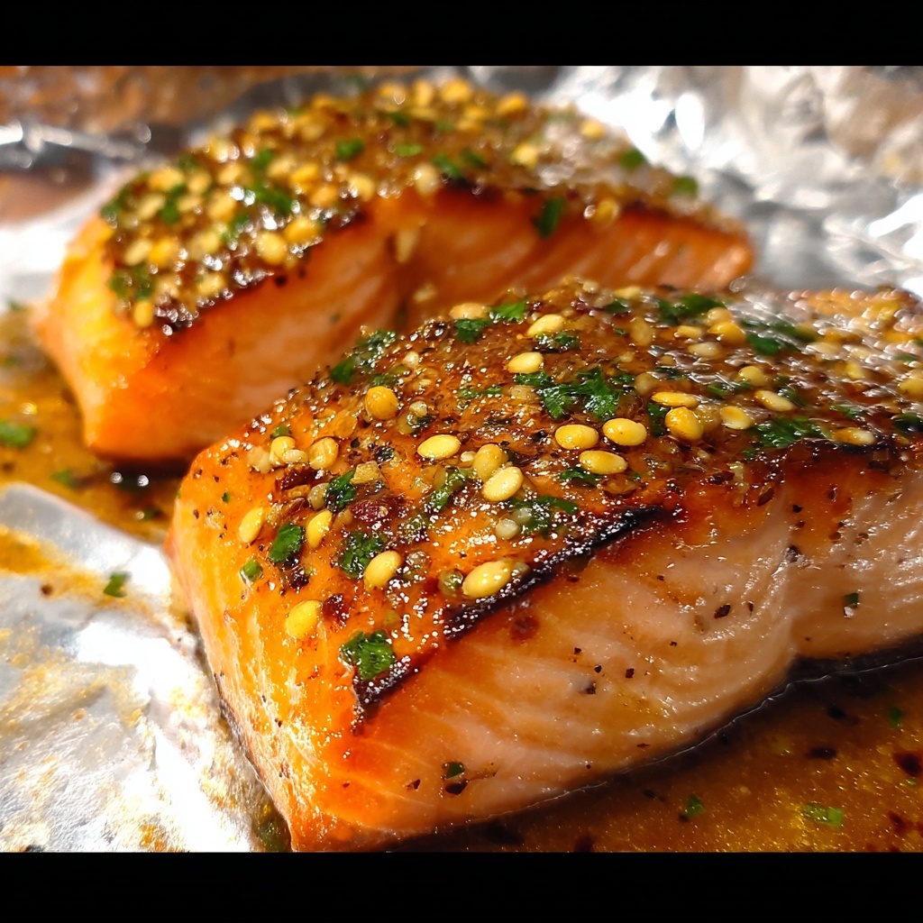 Honey Mustard Salmon In Foil Recipe - Recipe Image