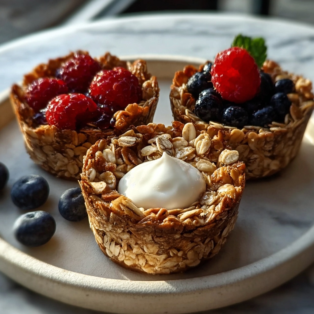Healthy Homemade Granola Cups with Yogurt and Berries Recipe - Recipe Image