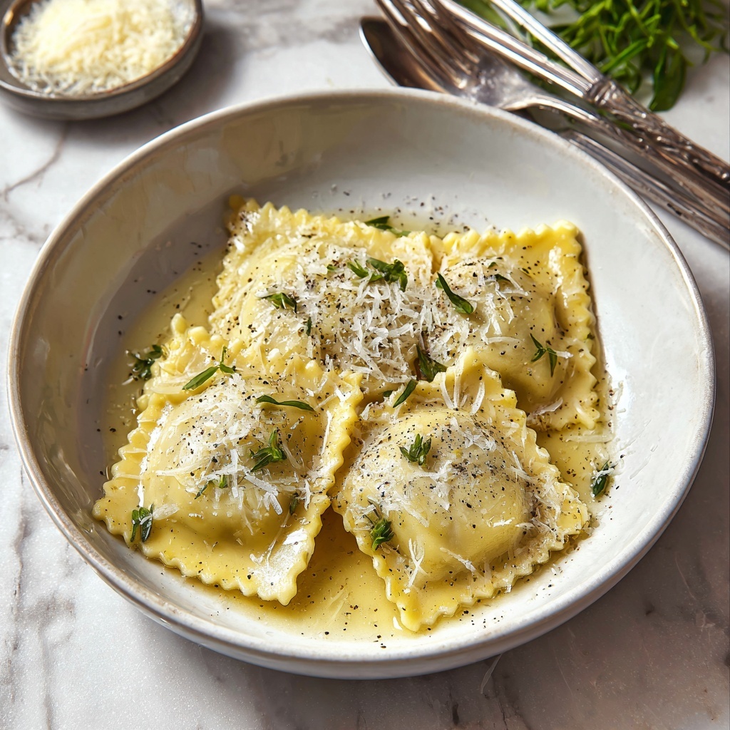 Ravioli With Pears & Cheese in Cacio e Pepe Sauce Recipe - Recipe Image