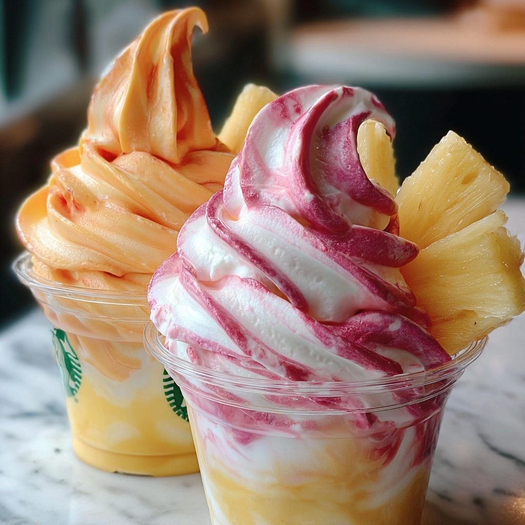 How to Make the Perfect Pineapple Strawberry Swirled Frappuccino Recipe - Recipe Image