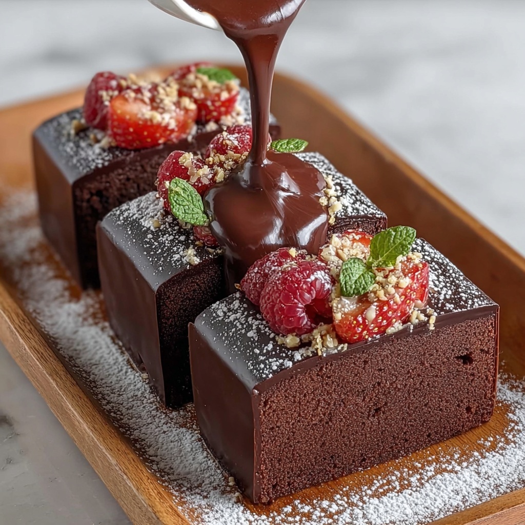 Chocolate Terrine Cake with Rich Ganache and Raspberry Garnish Recipe - Recipe Image