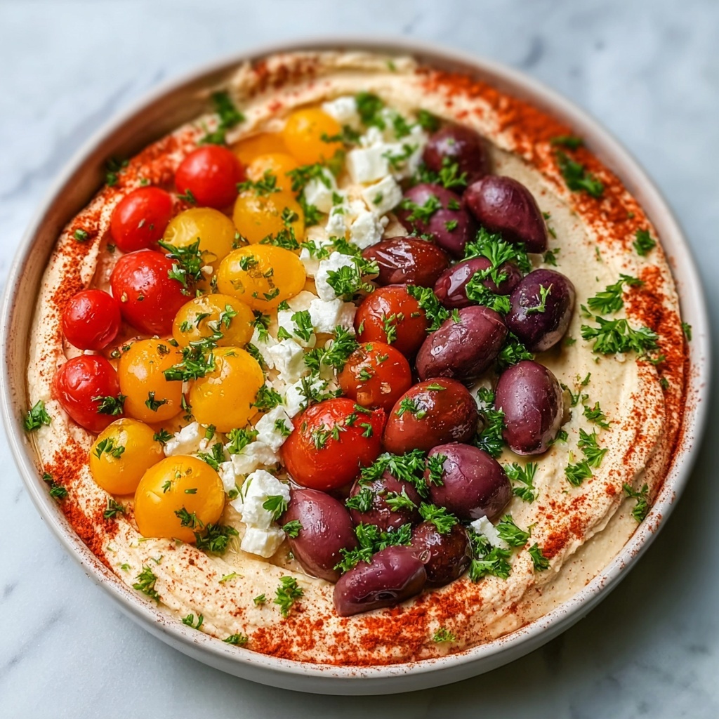 Greek Style Loaded Hummus Recipe - Recipe Image