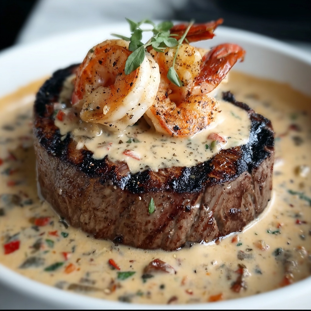 Filet Mignon with Shrimp and Lobster Cream Sauce Recipe - Recipe Image