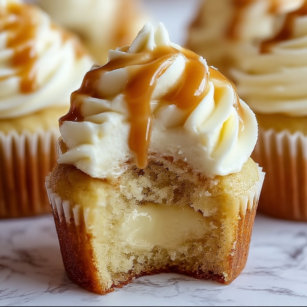 Caramel Cream-Filled Cupcakes Recipe - Recipe Image