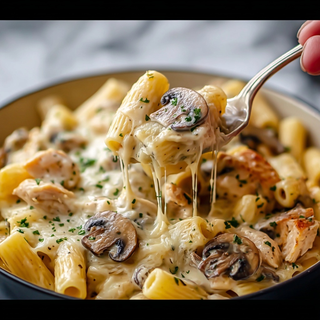 Creamy Chicken & Mushroom Pasta Recipe - Recipe Image