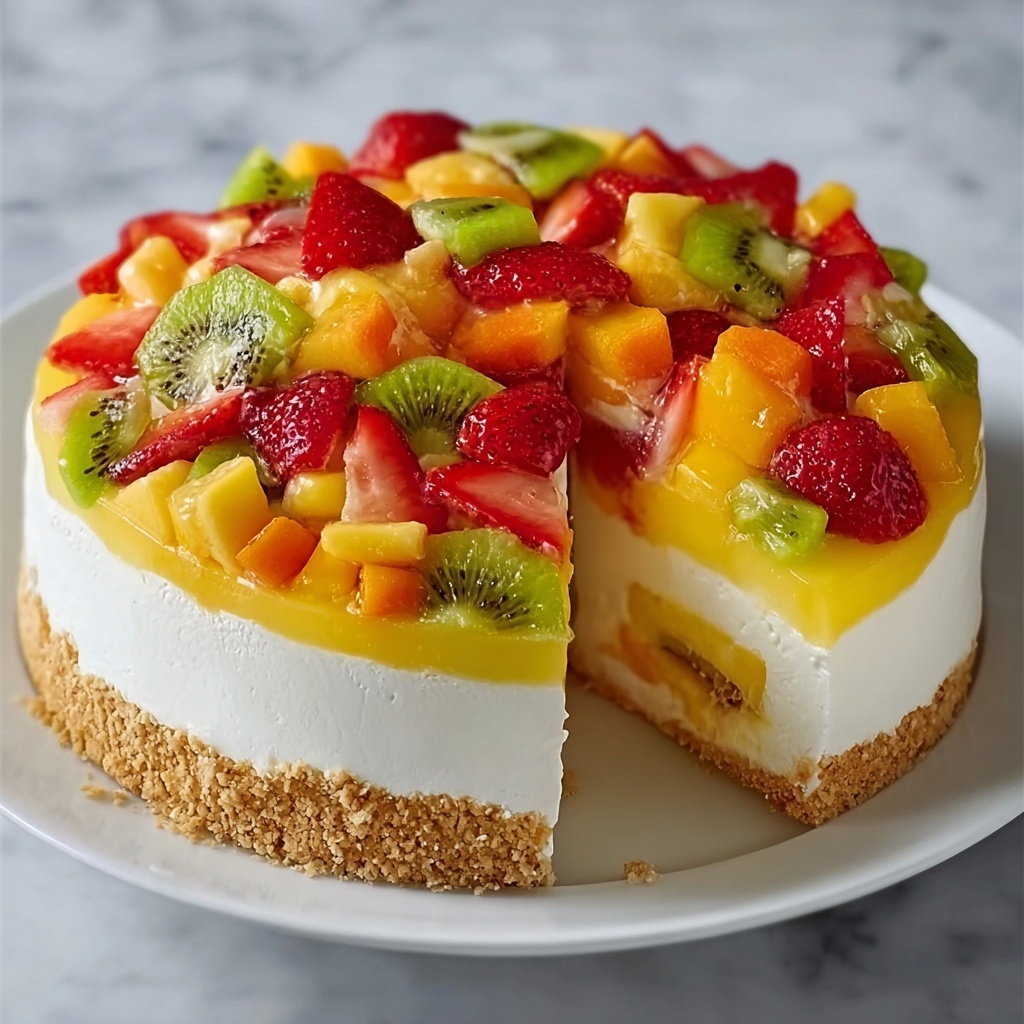 Tropical Fruit Salad Cheesecake Recipe - Recipe Image