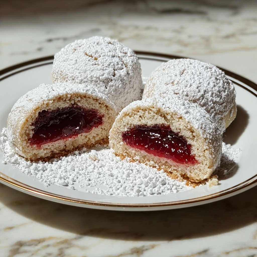Raspberry-Filled Almond Snow Cookies Recipe - Recipe Image