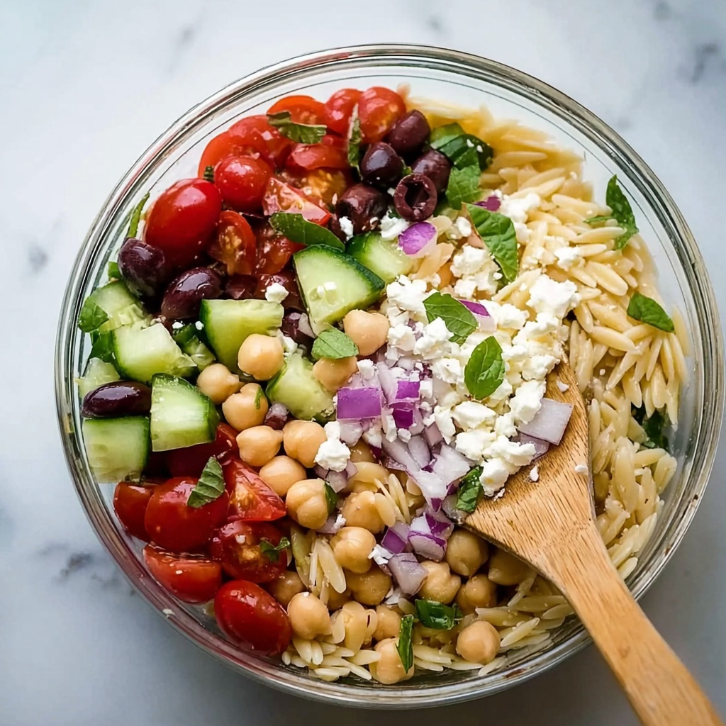Greek Orzo Salad with Fresh Vegetables, Feta, and Herbs Recipe - Recipe Image