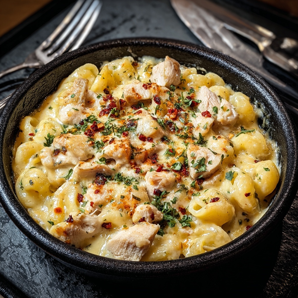 One Pot White Chicken Chili Mac and Cheese Recipe - Recipe Image