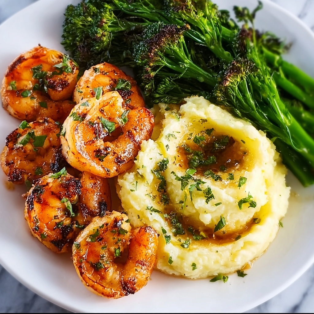 Cajun Shrimp with Mashed Potatoes and Roasted Broccolini Recipe - Recipe Image
