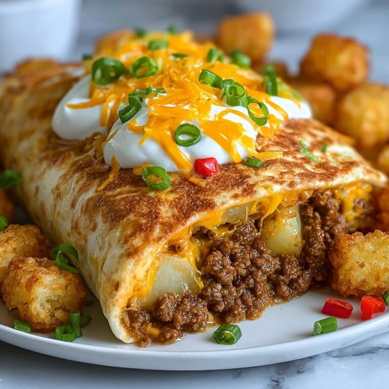 Cheesy Potato Burritos with Crispy Tater Tots and Chipotle Sauce Recipe