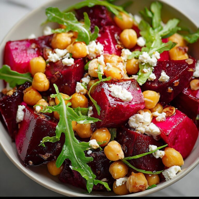 Chickpea, Beet & Feta Salad with Lemon-Garlic Vinaigrette Recipe