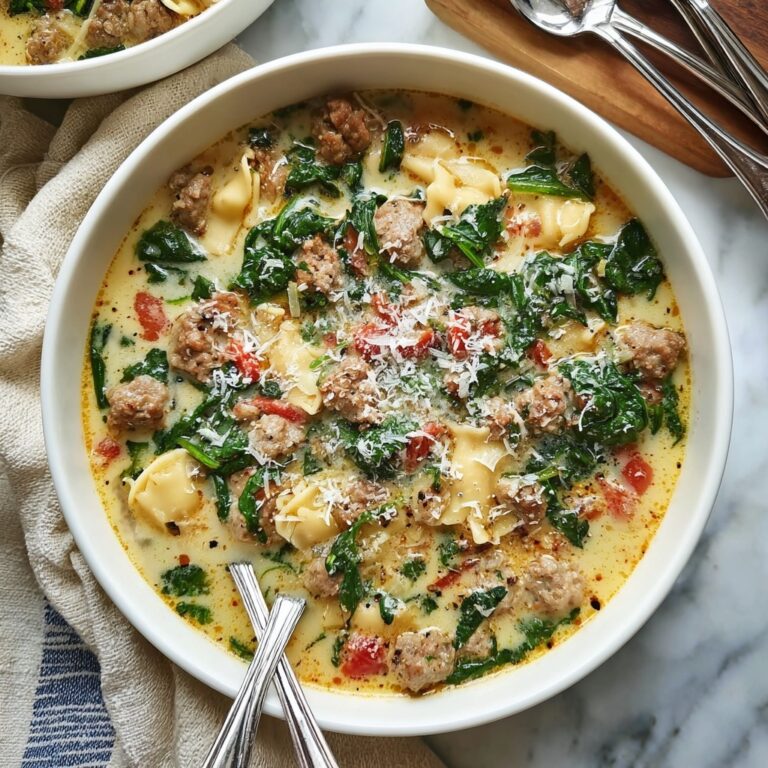 Italian Sausage Soup with Spinach and Pasta Recipe