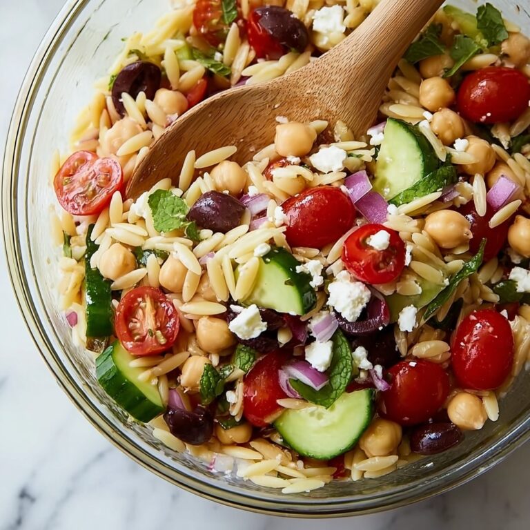 Greek Orzo Salad with Fresh Vegetables, Feta, and Herbs Recipe