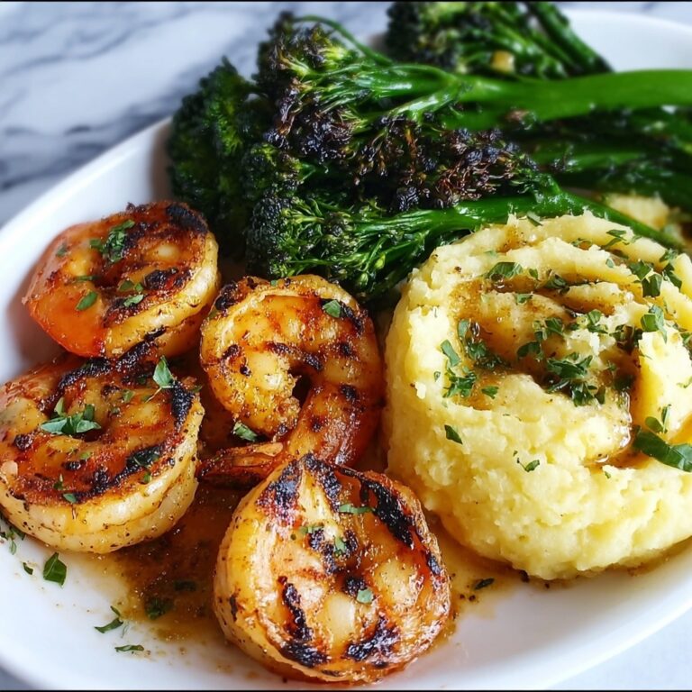 Cajun Shrimp with Mashed Potatoes and Roasted Broccolini Recipe
