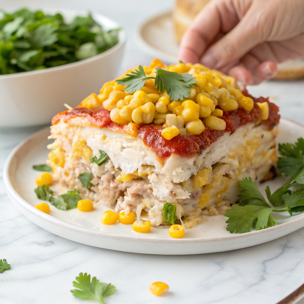 Sour Cream Chicken Enchilada Casserole Recipe - Recipe Image