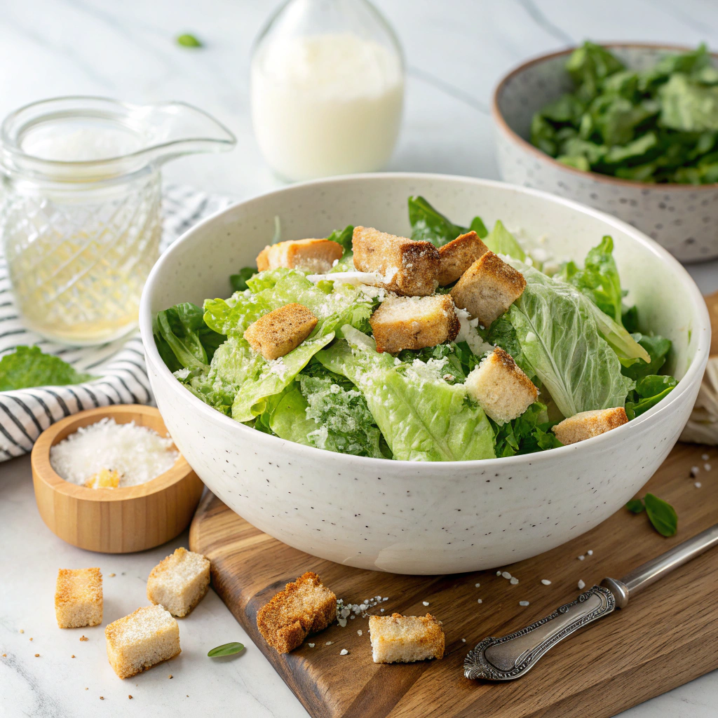 Classic Caesar Salad with Homemade Croutons Recipe - Recipe Image