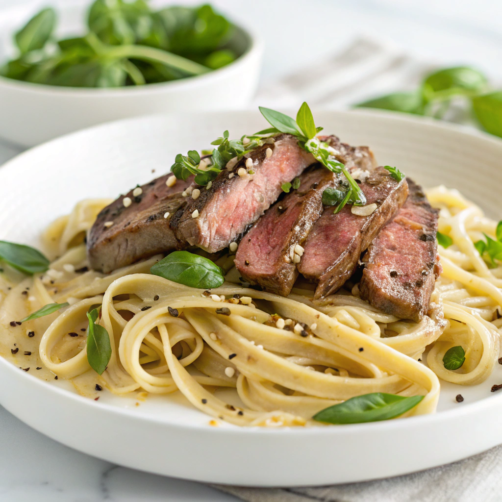 Garlic Butter Steak Lightning Noodles Recipe - Recipe Image