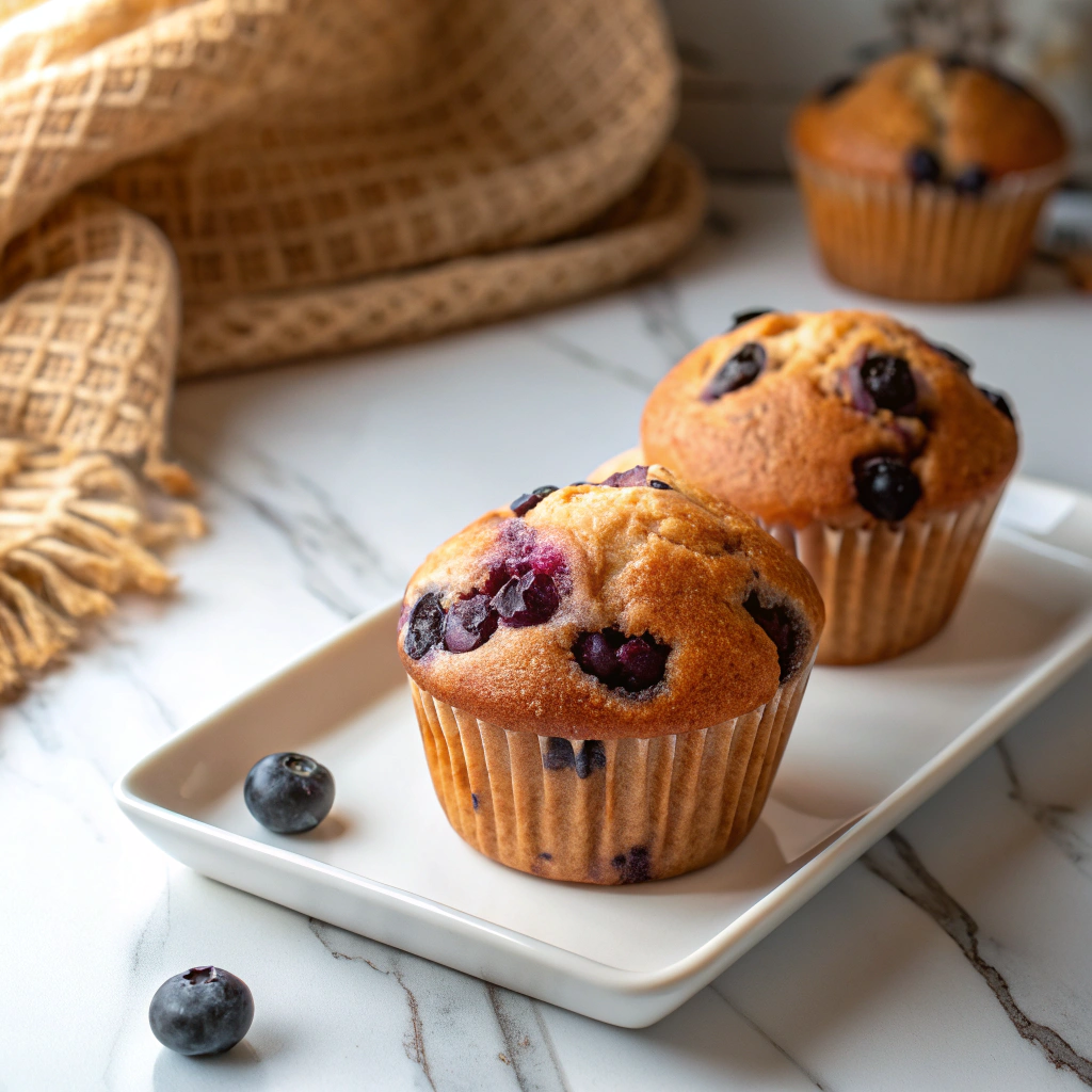 Keto Low-Carb Almond Flour Yogurt Blueberry Muffins Recipe - Recipe Image
