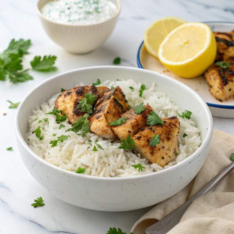 Dump and Bake Chicken Tzatziki with Rice Recipe