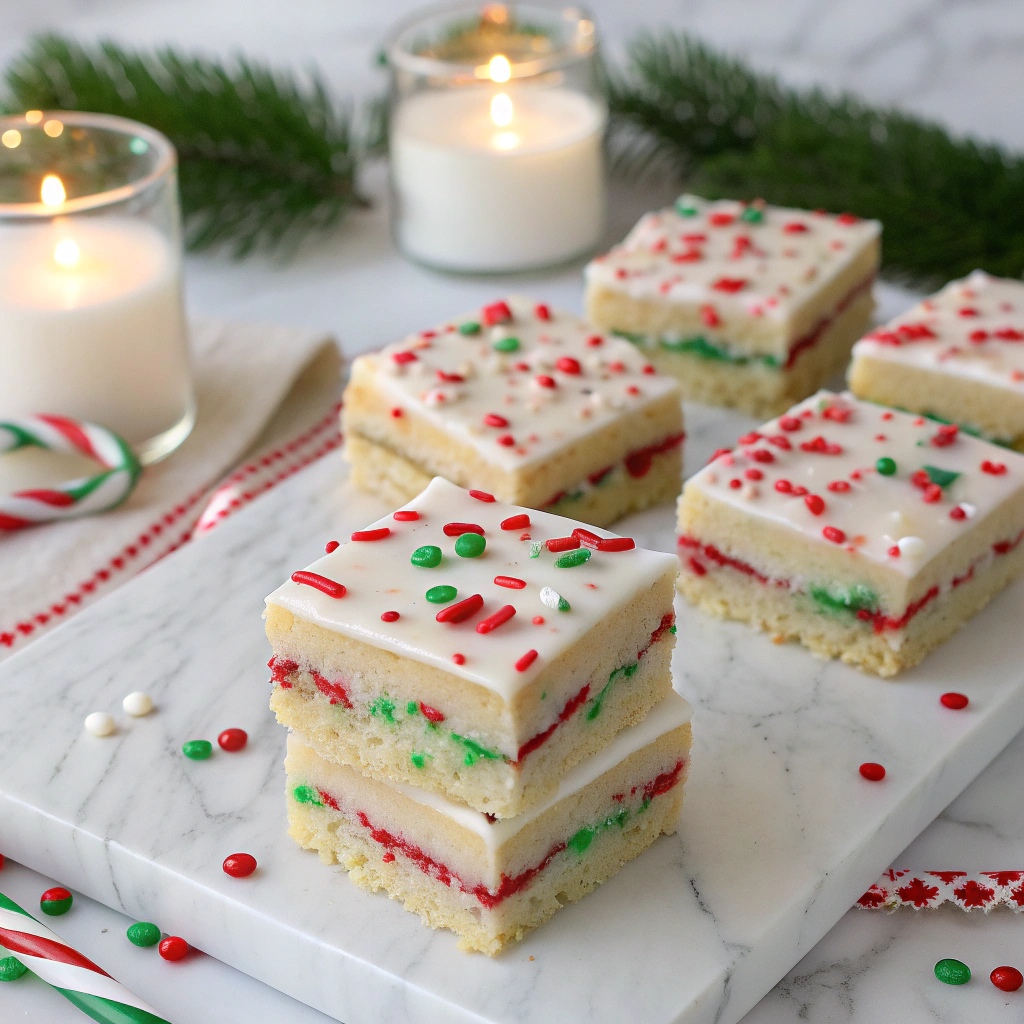 Christmas Sugar Cookie Bars Recipe - Recipe Image