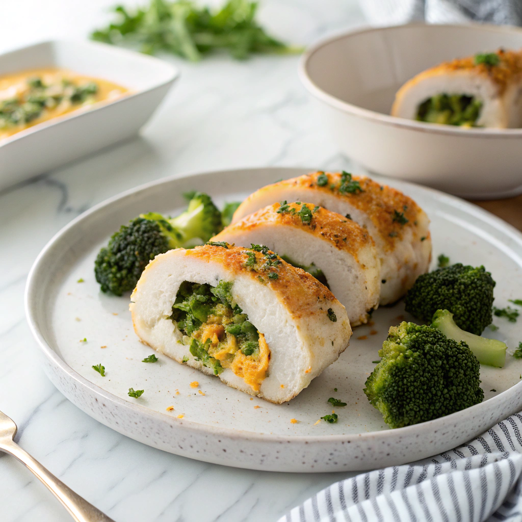Broccoli Cheddar Stuffed Chicken Recipe - Recipe Image